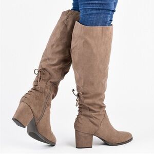 Journee Women's Taupe Wide Calf Knee-High Boots Size 8